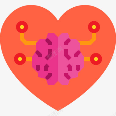 心脏大脑概念3扁平图标图标