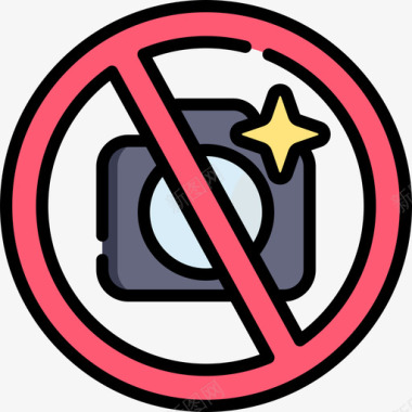 禁止拍照禁止信号5线颜色图标图标