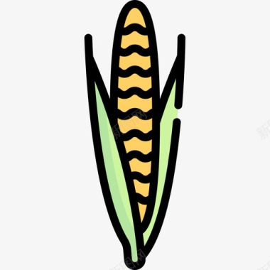 玉米水果和蔬菜14线形颜色图标图标