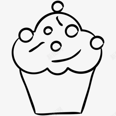 纸杯蛋糕甜点食物手绘图标图标