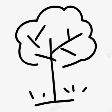 树手绘植物图标图标