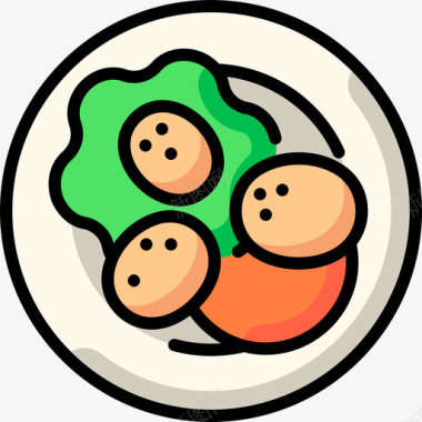 土豆纯素食品4原色图标图标