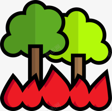 邮件标志森林火灾污染13线性颜色图标图标