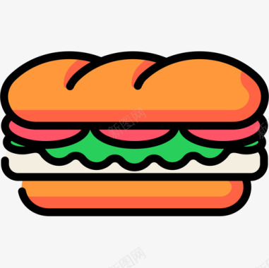 三明治纯素食品4原色图标图标