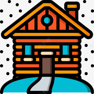 冬季的鳞片房屋冬季运动28线性颜色图标图标