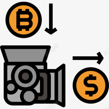 比特币挖矿交换比特币86线性颜色图标图标