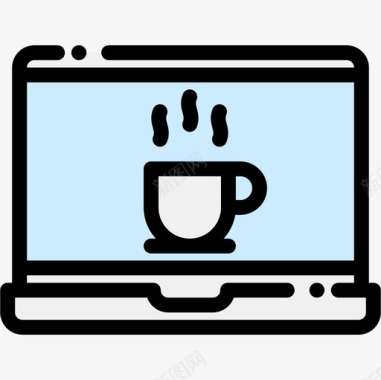 笔记本电脑24咖啡厅线性颜色图标图标
