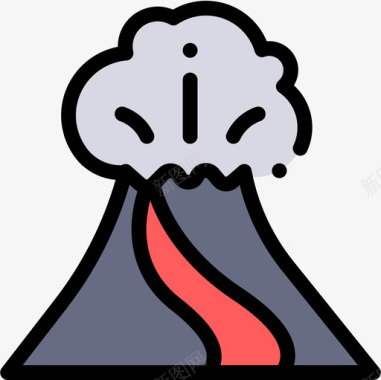 火山火山污染9线性颜色图标图标