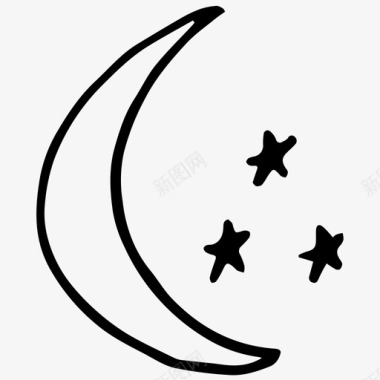 月亮和星星夜晚睡眠图标图标