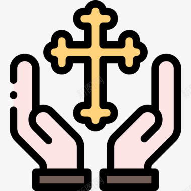 十字架标志十字架复活节第9天线形颜色图标图标