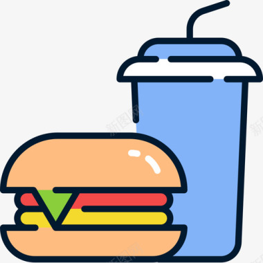 公共标识安全快餐公共2线性颜色图标图标