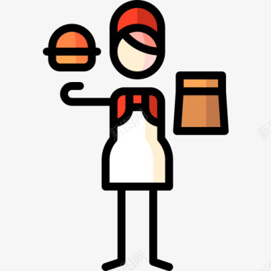服务员68号餐厅原色图标图标