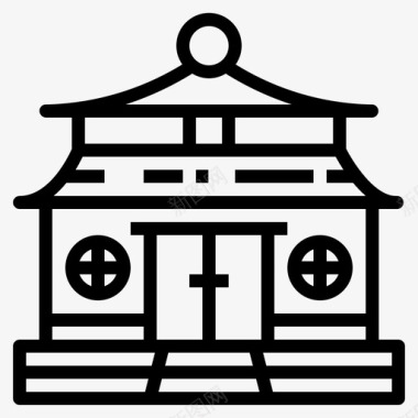 古寺寺庙寺庙中国36直线图标图标