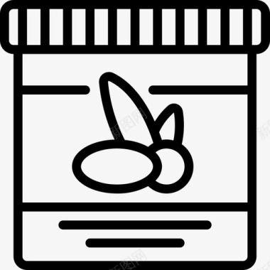 奶油植物药线性图标图标