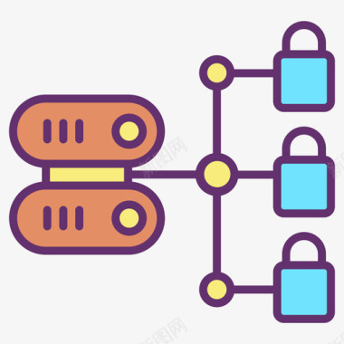 4G数据数据库网站服务器和主机4线性颜色图标图标