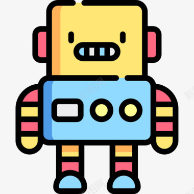 机器人儿童玩具12线性颜色图标图标