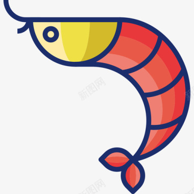 虾食品饮料7线色图标图标