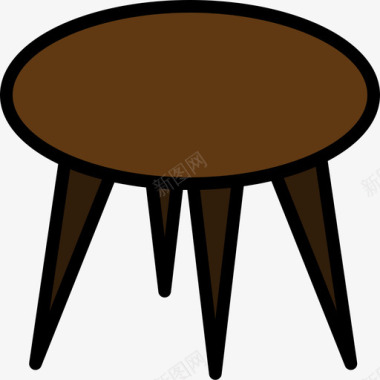 圆桌家具83线性颜色图标图标