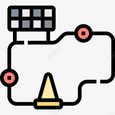 电路电路赛车运动4线性颜色图标图标