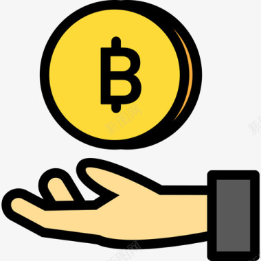 比特币增值比特币加密3线性颜色图标图标