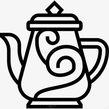 茶壶装饰素材茶壶复古装饰23线状图标图标