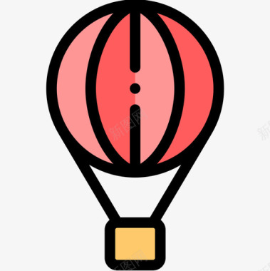 热气热气球自由时间13线性颜色图标图标