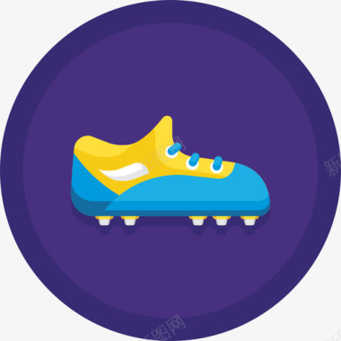 脚踩足球足球鞋运动器材12扁平圆形图标图标