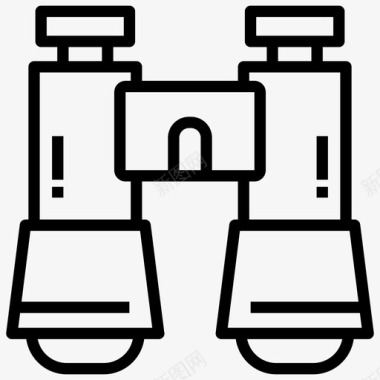 矢量线路双筒望远镜探险家寻找图标图标