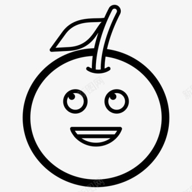 快乐橙色表情符号情感图标图标