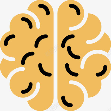 大脑人体器官7黄色阴影图标图标
