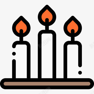 蜡烛蜡烛葬礼21线颜色图标图标