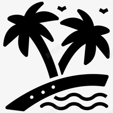 远足踏青岛屿海滩风景图标图标