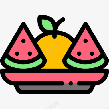 餐厅水果餐厅75线性颜色图标图标