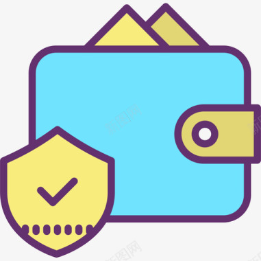 公共标识安全钱包安全14线性颜色图标图标
