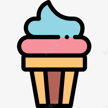 冰淇淋纯素食品原色图标图标