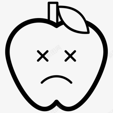 晕脸苹果表情符号情感图标图标