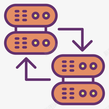 大数据数据库网站服务器和主机4线性颜色图标图标