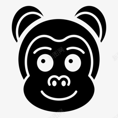 猴脸卡通快乐表情符号图标图标