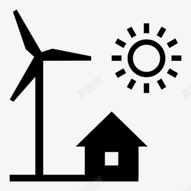 风车生态屋生态绿色能源图标图标