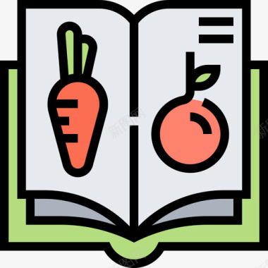食谱书健康食品19线性颜色图标图标