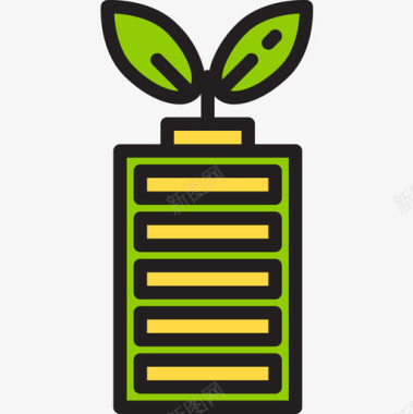 绿色能源图标电池能源生态3线性颜色图标图标