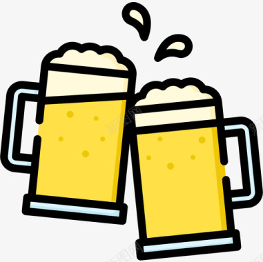 国产啤酒啤酒58号酒吧线性颜色图标图标
