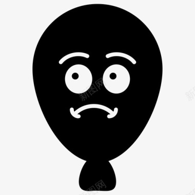 悲伤气球气球脸表情符号图标图标