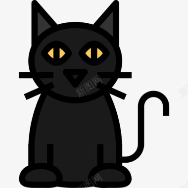 黑猫万圣节93线性颜色图标图标
