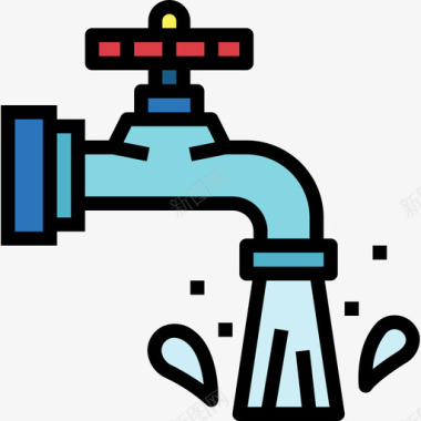 水龙头水管工9线性颜色图标图标