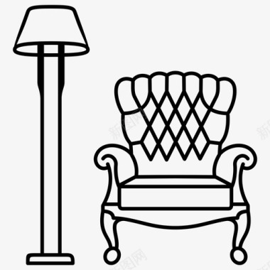 豪华扶手椅古董家具图标图标