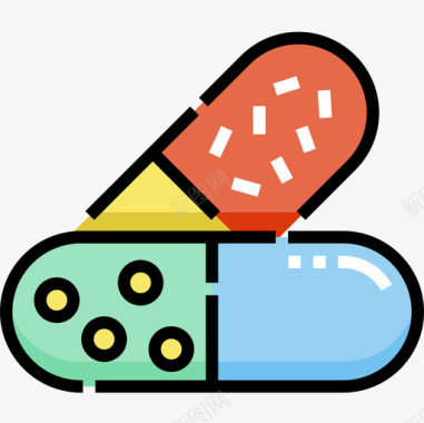 药片胶囊药片健康46线性颜色图标图标