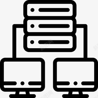 数据库互联网与技术6线性图标图标