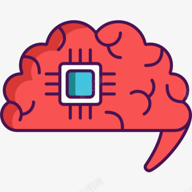 大脑计算机科学3线性颜色图标图标