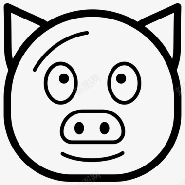 猪脸表情符号情感图标图标